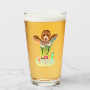 Bartending Dog in Retro Bar Glass