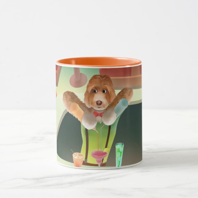 Bartending Dog in Retro Bar Mug (Center)
