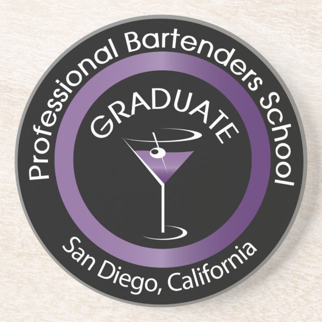 Bartending School Graduate Drink Coaster (Front)