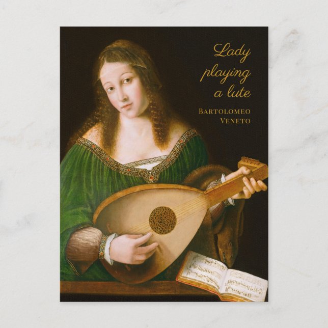 Bartolomeo Veneto Lady playing a lute CC1160 Postcard (Front)
