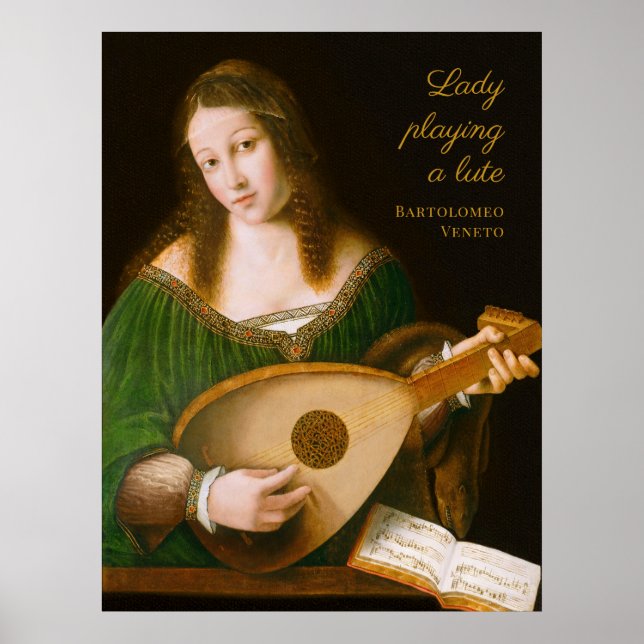 Bartolomeo Veneto Lady playing a lute CC1161 Poster (Front)