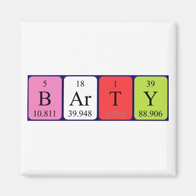 Barty periodic table name magnet (Front)