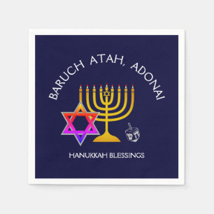 BARUCH ATAH ADONAI Hanukkah Blessings Paper Napkin