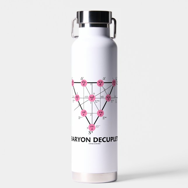 Baryon Decuplet Particle Physics Water Bottle (Front)