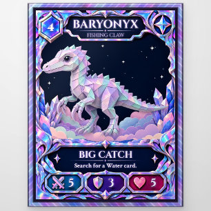 Baryonyx Dinosaur, Rainbow Foil Art Postcard