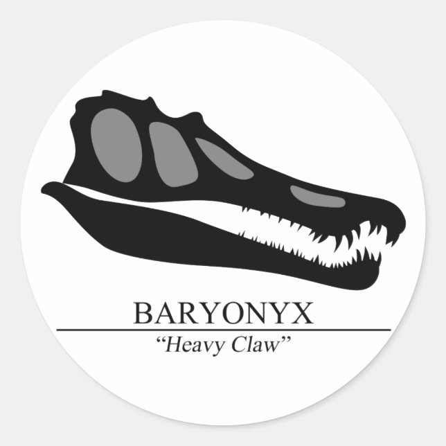 Baryonyx Skull Classic Round Sticker (Front)
