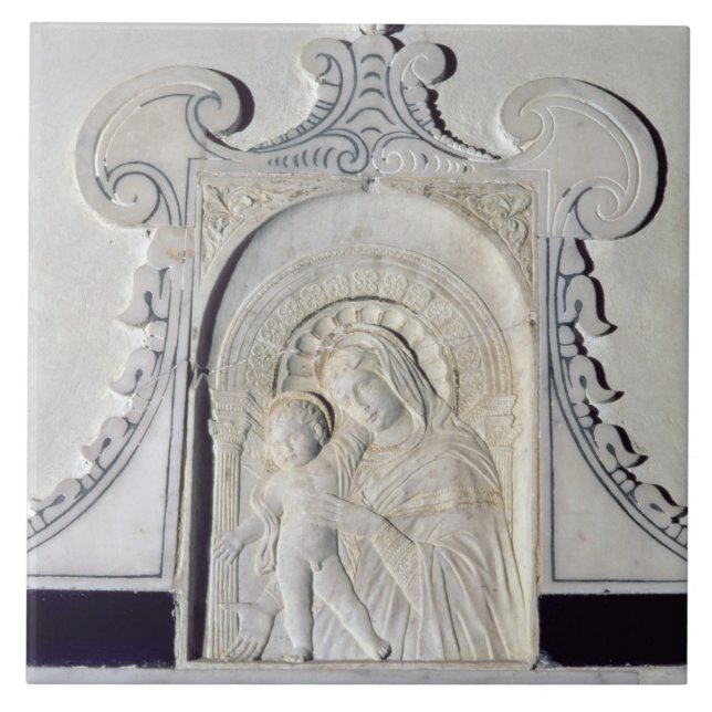 Bas-relief of a Madonna and Child (marble) Ceramic Tile (Front)