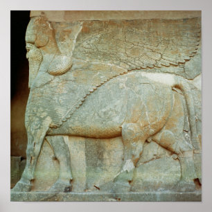 Bas-relief of an anthropomorphic bull poster