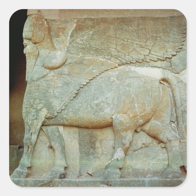 Bas-relief of an anthropomorphic bull square sticker (Front)