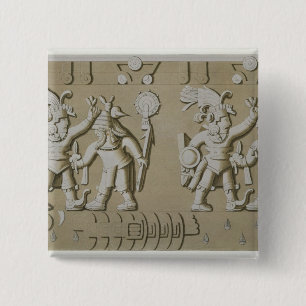 Bas Relief of Ancient Aztec Warriors, from The Sto 15 Cm Square Badge