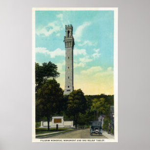 Bas Relief Tablet and Pilgrim Memorial View Poster