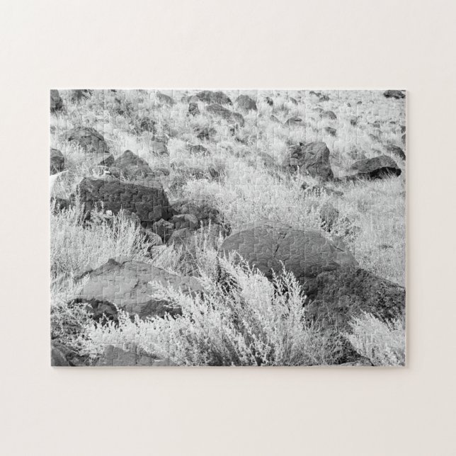Basalt Lava Rocks Southwest Black and White Photo Jigsaw Puzzle (Horizontal)