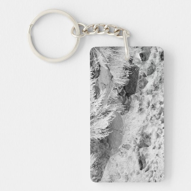 Basalt Lava Rocks Southwest Black and White Photo Key Ring (Front)