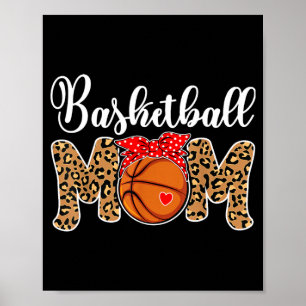 Basball Mum Leopard Game Day Funny Mothers Day Poster