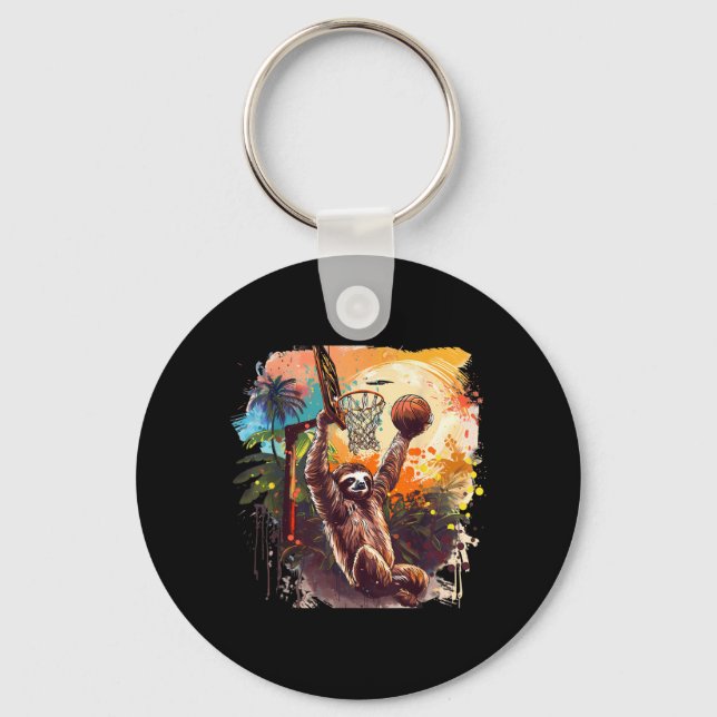 Basball Nature Sloth Slam Dunk Splash Basball Key Ring (Front)