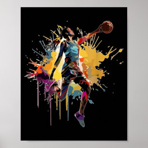 Basball Player Woman Paint Splash Womens Basball Poster