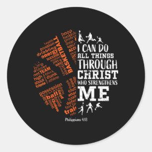 Basball Sayings Christian Verse N Boys Kids Classic Round Sticker