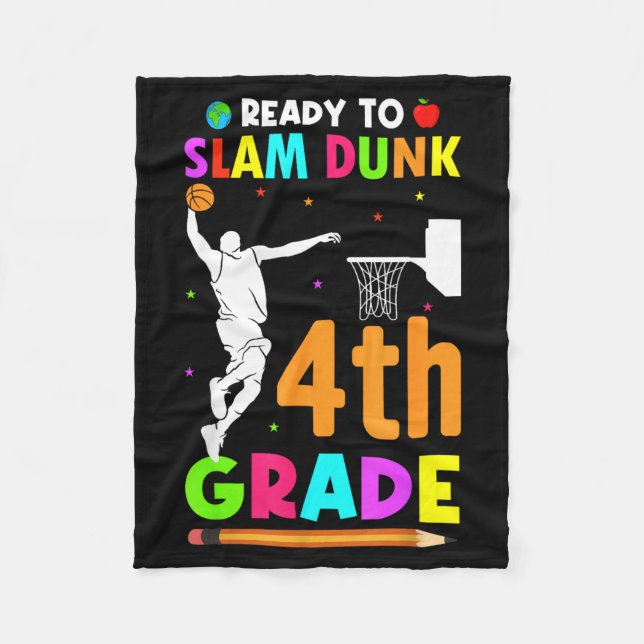 Basball Slam Dunk Last Day Of School Fourth Grade Fleece Blanket (Front)