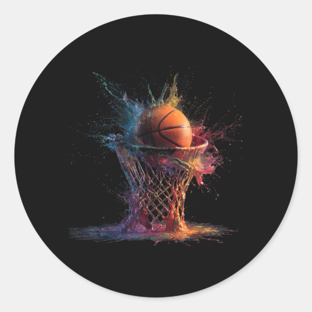 Basball Splash Graphic Colourful Basball Player Classic Round Sticker (Front)