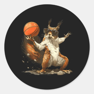 Basball Squirrel Basball Lover Basball Hoop Classic Round Sticker