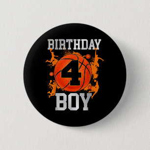 Basball Theme 4th Birthday Boys 4 Year Old Bday 6 Cm Round Badge