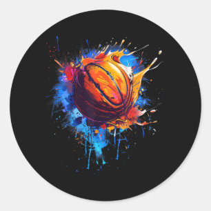 Basball Watercolor Artwork Drawing Basball Lover Classic Round Sticker