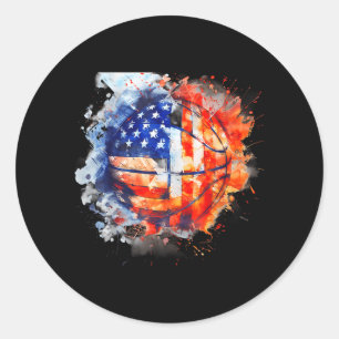 Basball Watercolor Usa Aamerica Basball Hoop Classic Round Sticker