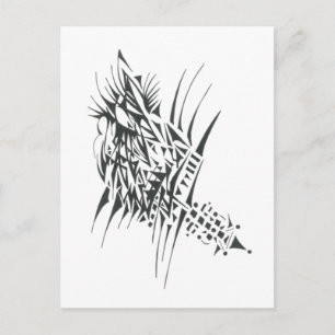 Base Black White Abstract Tribal Tattoo Art Postcard