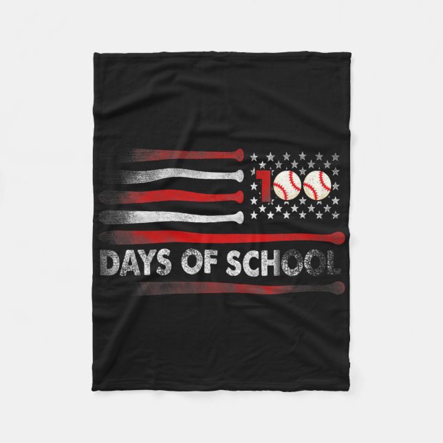 Baseball 100 Days Of School Baseball 100th Day Tea Fleece Blanket (Front)