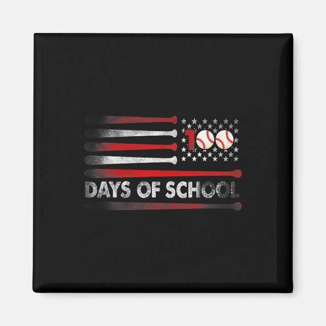 Baseball 100 Days Of School Baseball 100th Day Tea Magnet (Front)