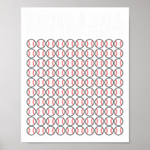 Baseball 100 Days Of School Shirt Player Teacher B Poster