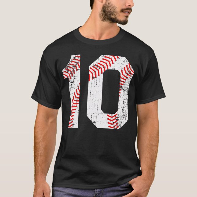 Baseball 10 Jersey Number T-Shirt (Front)