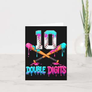 Baseball 10 Year Old Ice Cream Drip 10th Bday Doub Card
