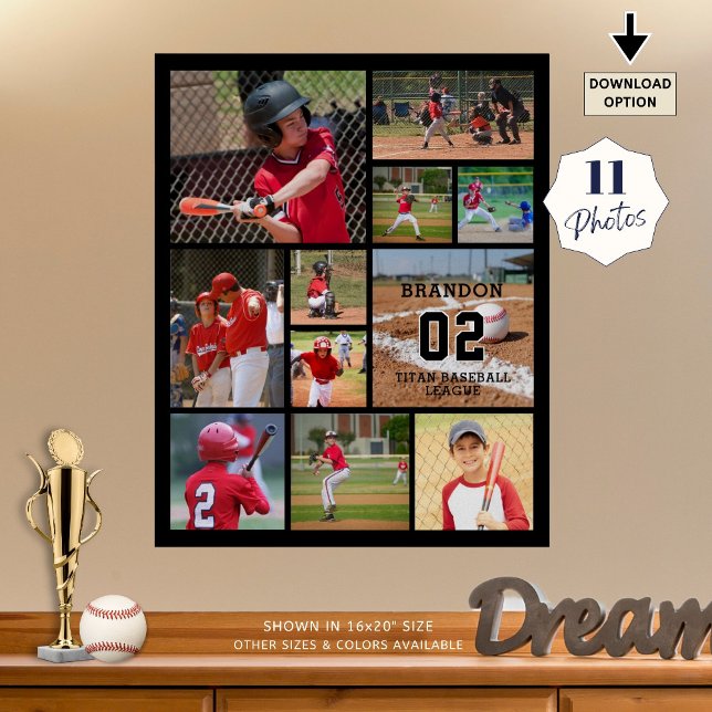 Baseball 11 Photo Collage Personalised Poster (Creator Uploaded)