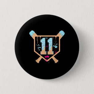Baseball 11 Year Old Ice Cream Drip 11th Birthday 6 Cm Round Badge