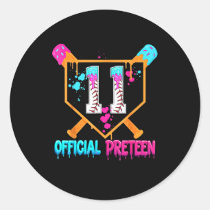 Baseball 11 Year Old Ice Cream Drip 11th Birthday Classic Round Sticker