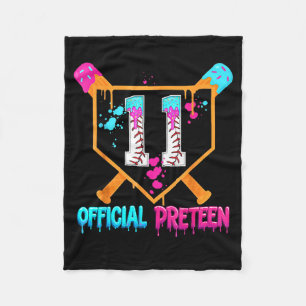 Baseball 11 Year Old Ice Cream Drip 11th Birthday  Fleece Blanket
