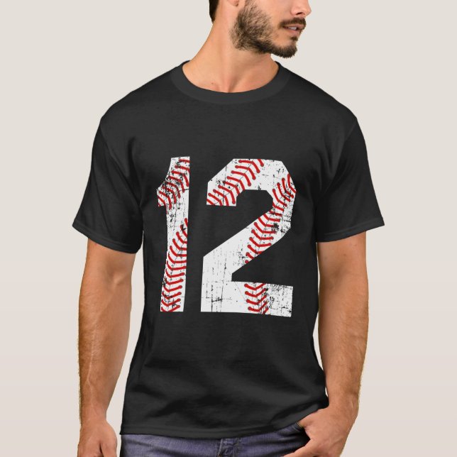Baseball 12 Jersey Number T-Shirt (Front)