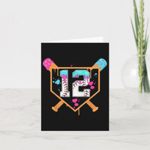 Baseball 12th Birthday Boy Ice Cream Drip 12 Year  Card