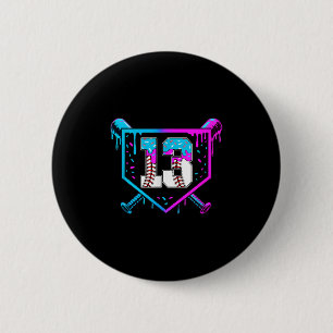 Baseball 13th Birthday Ice Cream Drip 13 Year Old  6 Cm Round Badge
