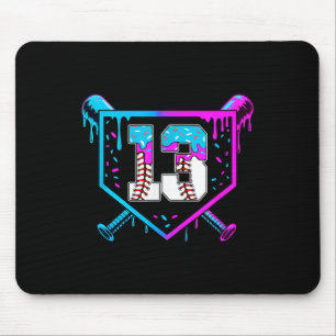 Baseball 13th Birthday Ice Cream Drip 13 Year Old  Mouse Pad