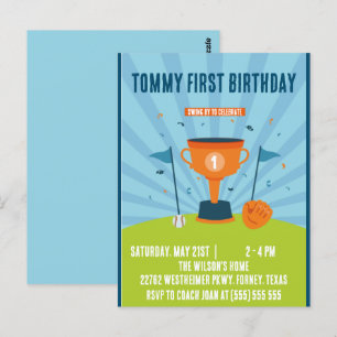 Baseball 1st birthday Sports Theme Postcard