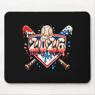 Baseball 2026 Ice Cream Drip Bats For Boys Birthda Mouse Pad