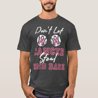 Baseball 2nd Base Pink Ribbon Breast Cancer Awaren T-Shirt
