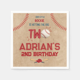 Baseball 2nd birthday boy napkin