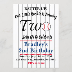 Baseball 2nd Birthday Invitation