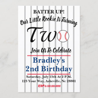 Baseball 2nd Birthday Invitation