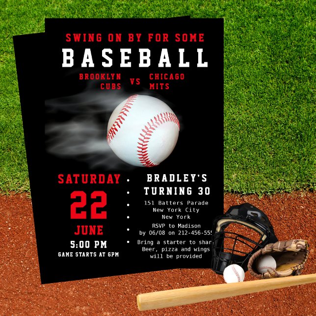 Baseball 30th Birthday Sports Party Invitation (Creator Uploaded)