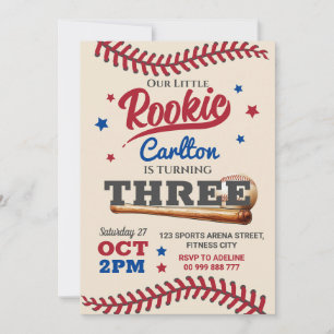 Baseball 3rd Third Birthday Invitation