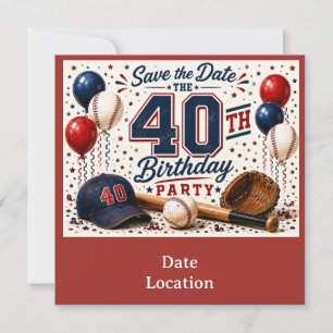 Baseball 40th Birthday Party Invitation